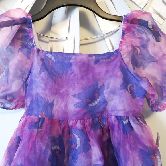 NWT Pokemon Girls Gengar Puff Sleeve Organza Dress Size L (10/12) - Picture 9 of 14